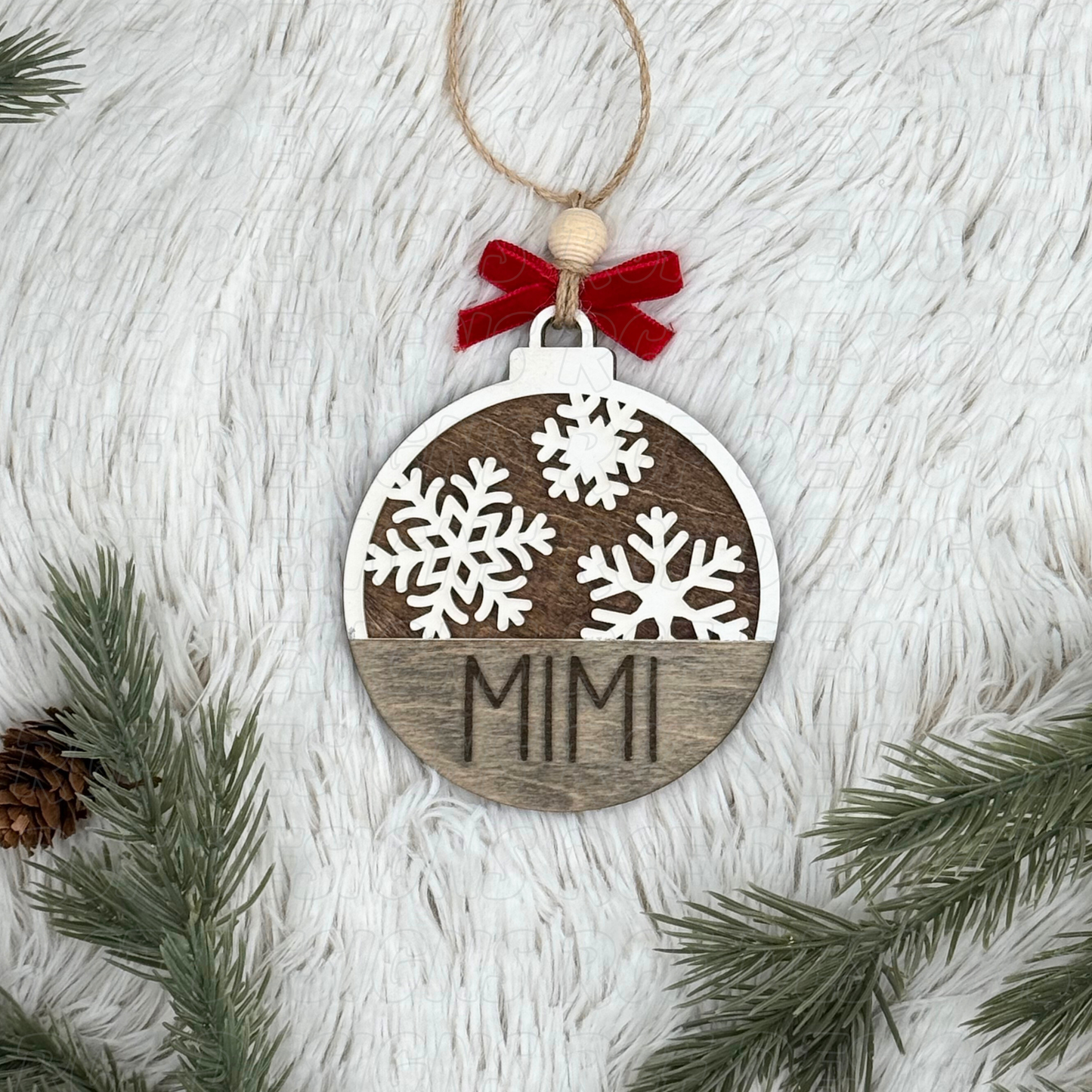 Personalized White & Stained Snowflake Ornament