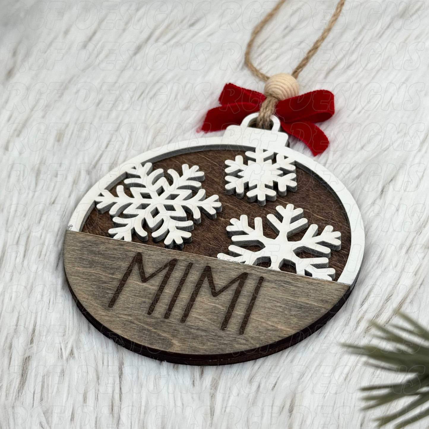 Personalized White & Stained Snowflake Ornament