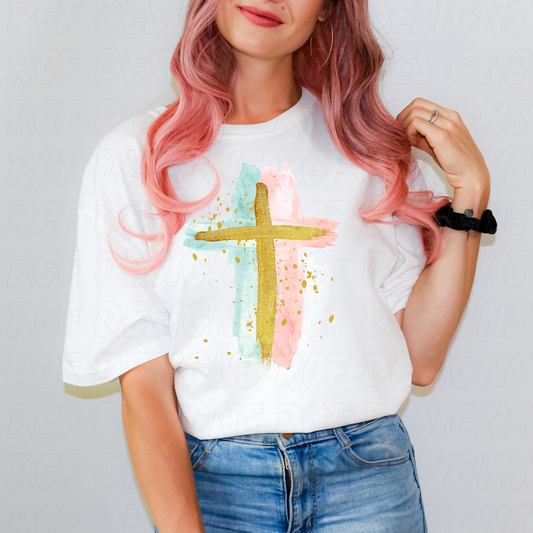 Gold Watercolor Cross